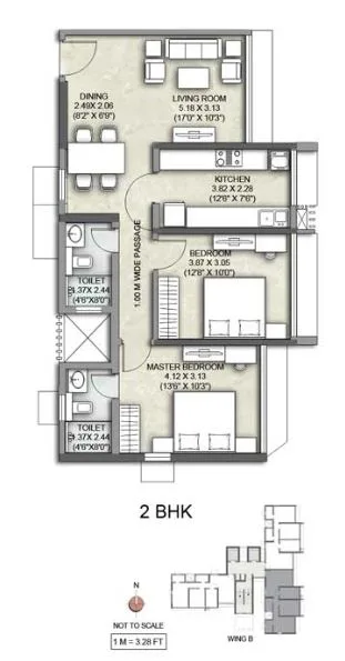 Kalpataru Yashodhan 2BHK Wing B Type3