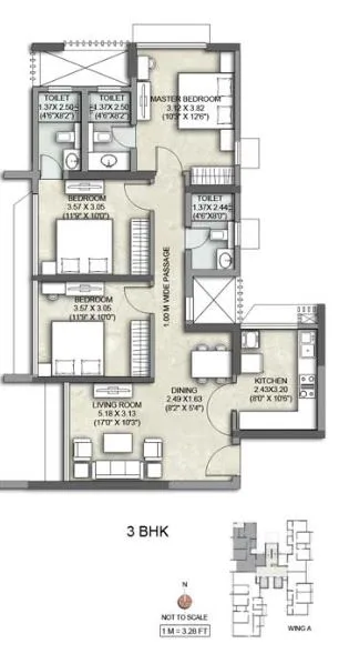 Kalpataru Yashodhan 3BHK Wing A Type 2