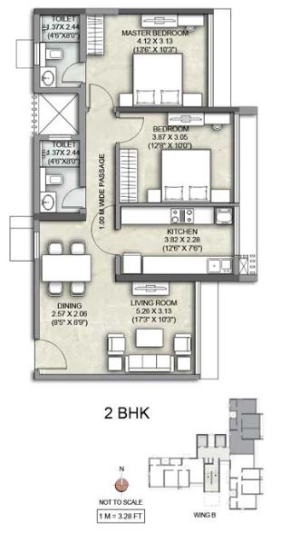 Kalpataru Yashodhan 2BHK Wing B Type2