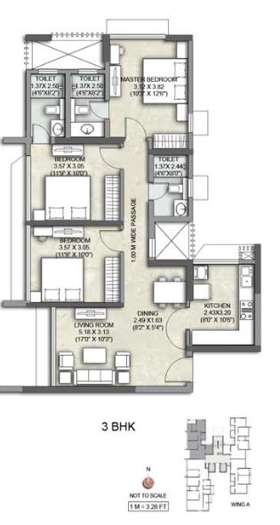 Kalpataru Yashodhan 3BHK Wing A Type 2