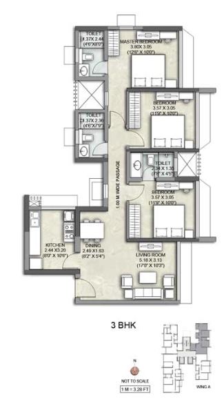 Kalpataru Yashodhan 3BHK Wing A Type 3