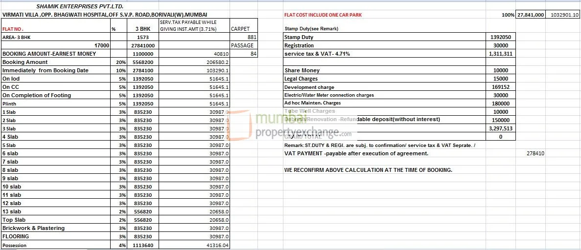 Cost Sheet