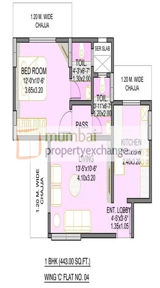 1 BHK Floor Plan