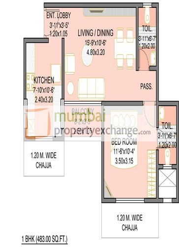1 BHK Floor Plan