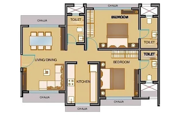 Shamik Crimson Bay 2BHK Plan