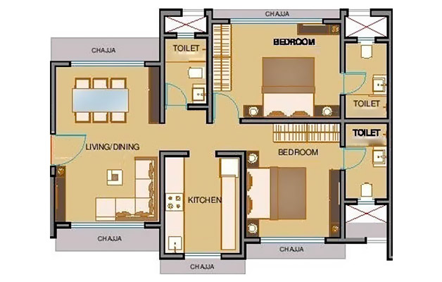 Shamik Crimson Bay 2BHK Plan