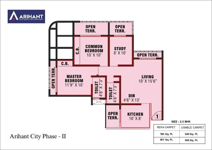 Arihant City Phase II 2.5BHK Plan