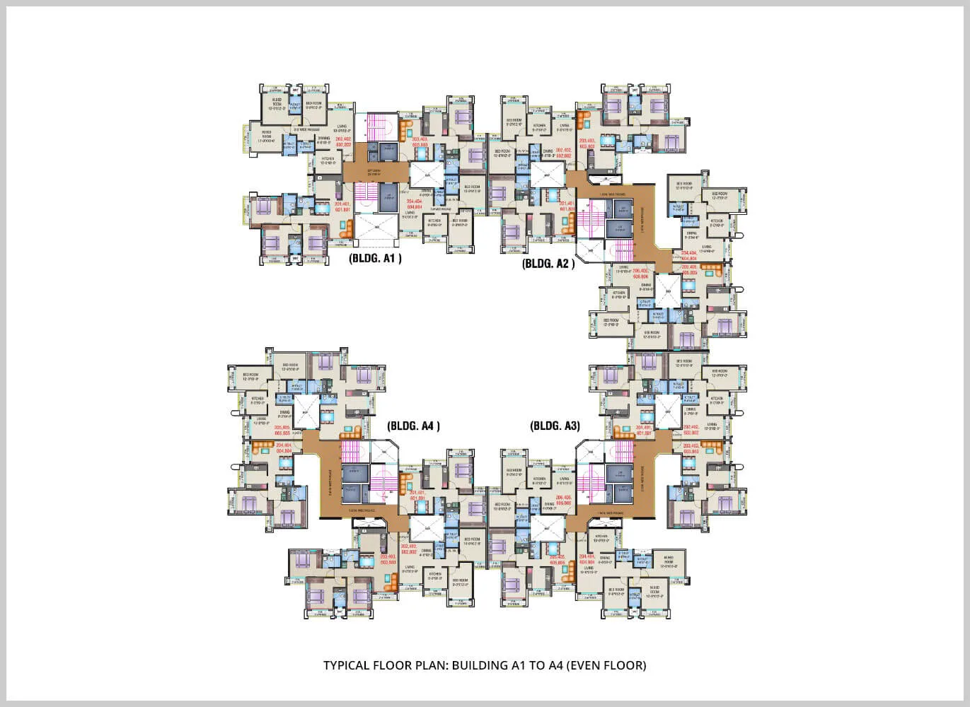 Arihant Aloki Typical Floor Plan Bldg A1 to A4 (even flr)