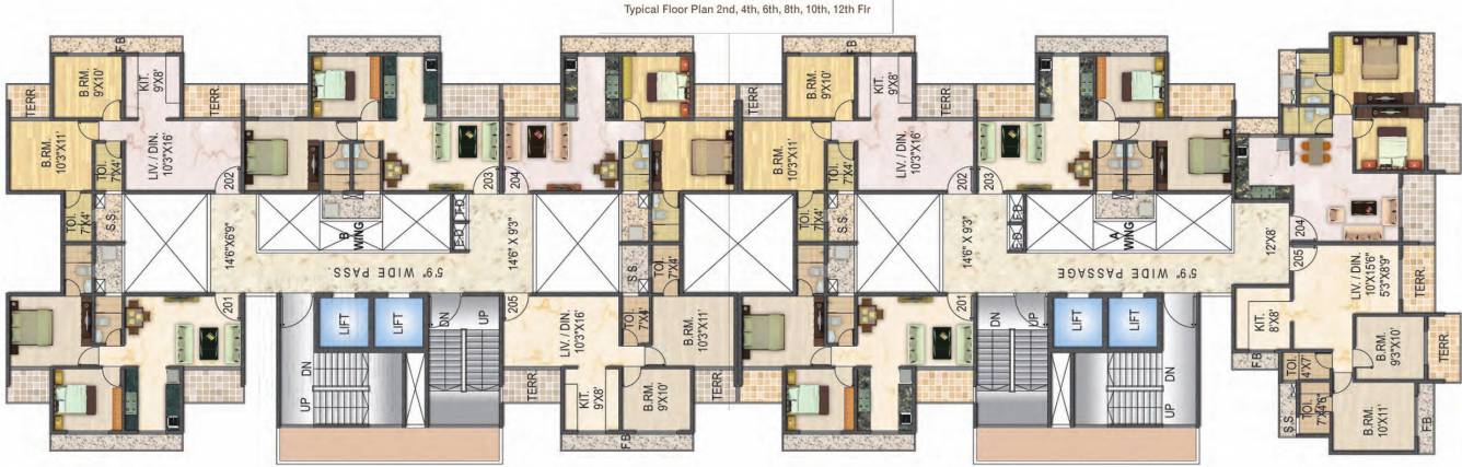 akshar-evorra-wing-a-wing-b-cluster-plan-for-2nd-4th-6th-8th-10th-12th-floor
