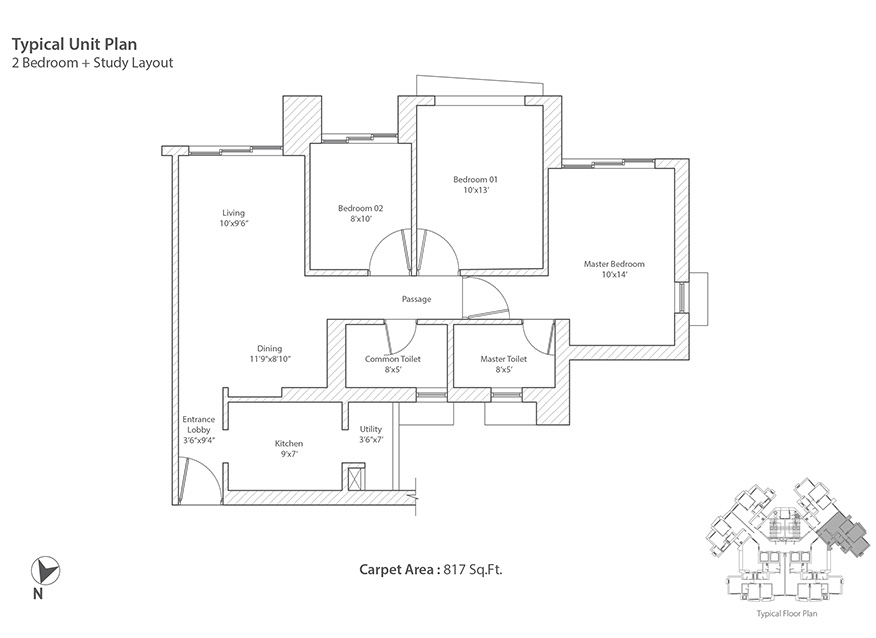 Aveza Tower D Unit Plan 2.5 BHK