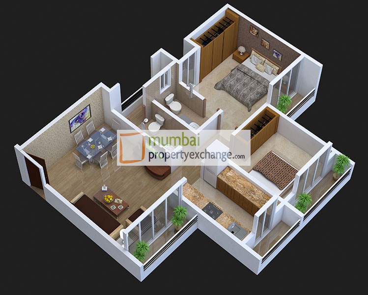 2 BHK floor plan