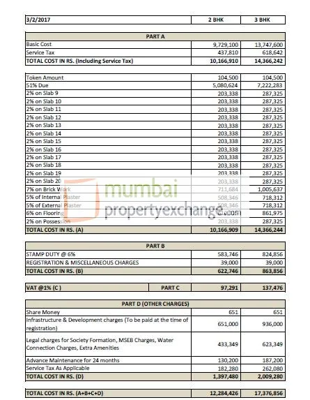 Cost Sheet 2.3.2017