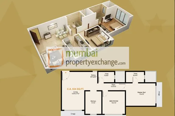 2 BHK Floor Plan