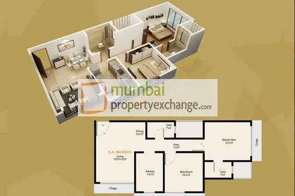 2 BHK Floor Plan
