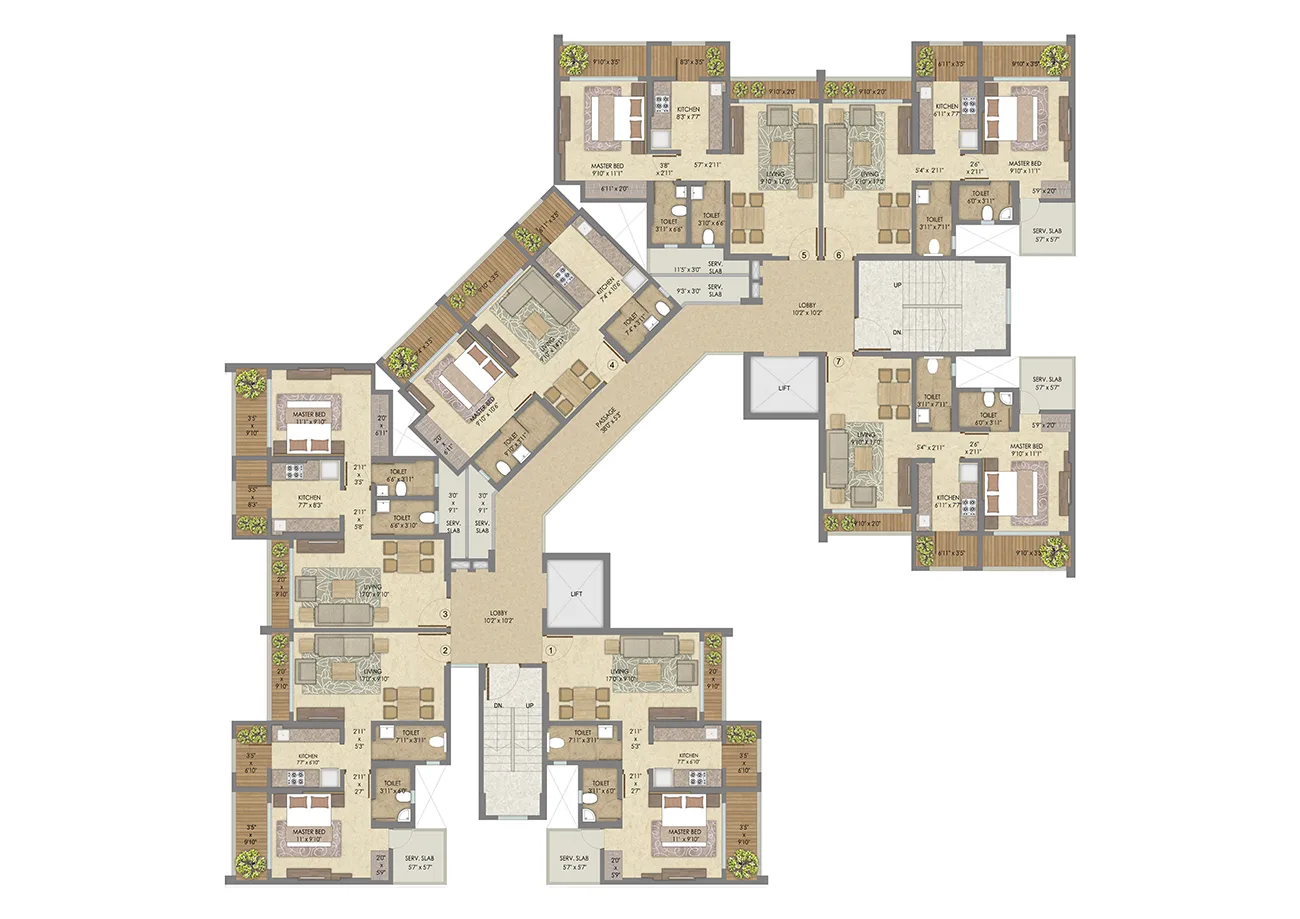 Kakad Paradise Typical Floor Plan Wing C