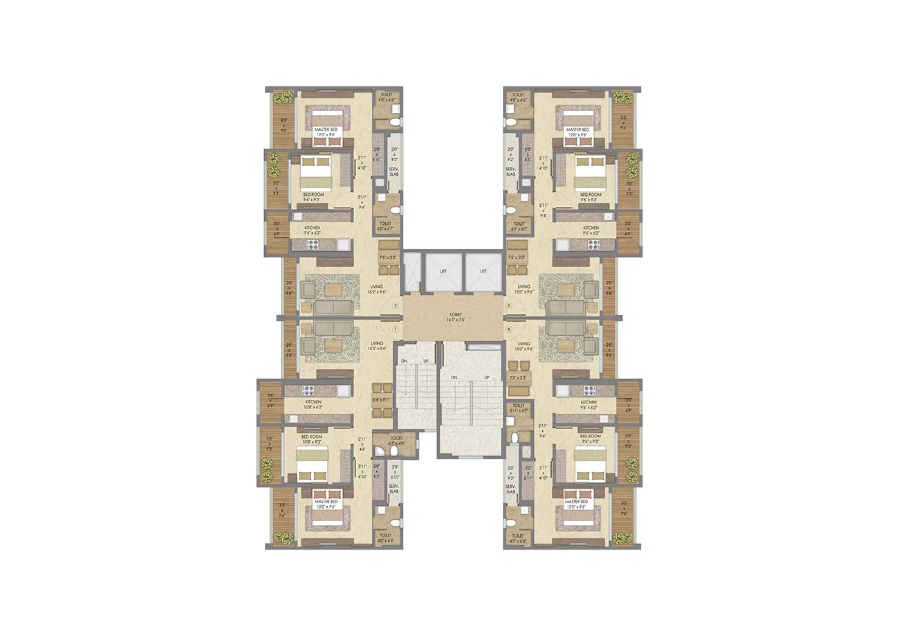 Kakad Paradise Typical Floor Plan Wing D