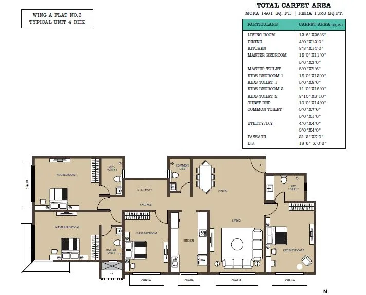 Kabra Metro One Wing A 4BHK Unit 3