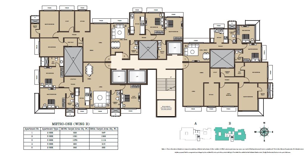 Kabra Metro One Wing B Typical Floor Plan