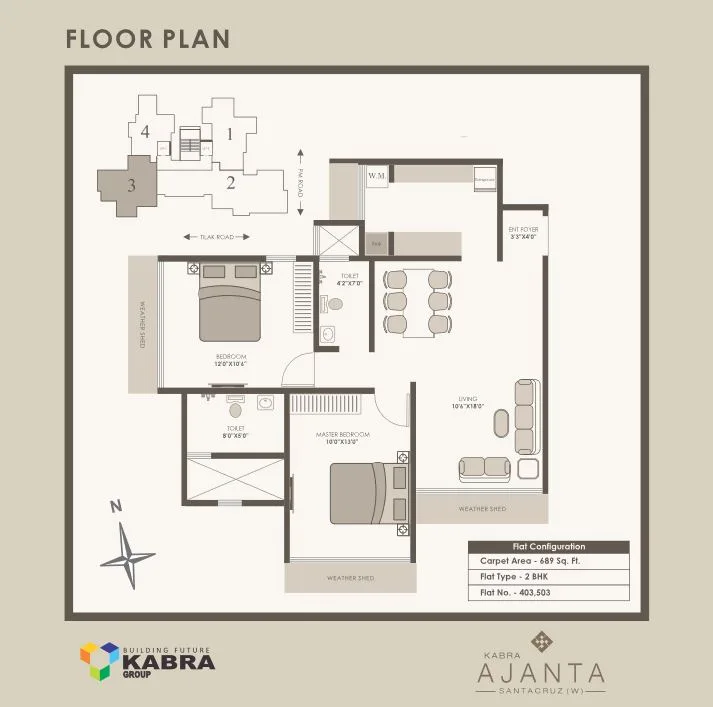 Ajanta 2BHK Unit 3 Plan