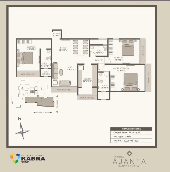 Ajanta 3BHK Unit 2 Plan
