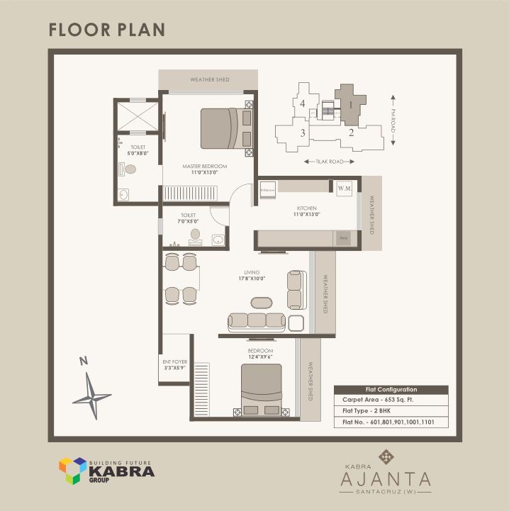 Ajanta 2BHK Unit 1 Plan