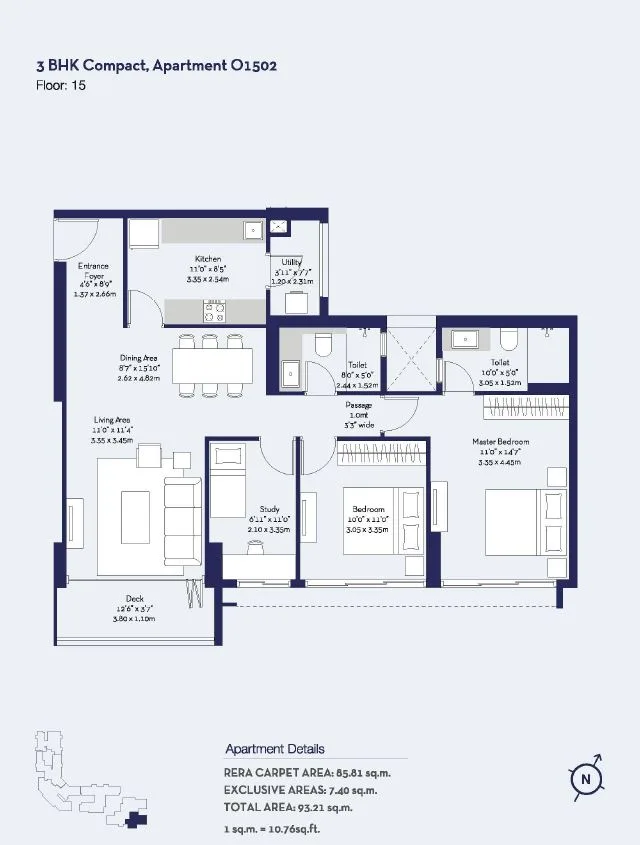 Godrej Trees 3BHK Compact O1502