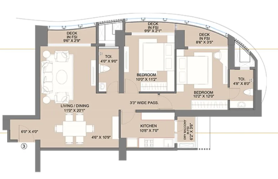 Avenue 1 2BHK (03) Typical Floor Plan
