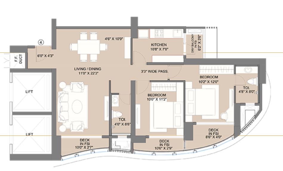 Avenue 1 2BHK  (04) Typical Floor Plan
