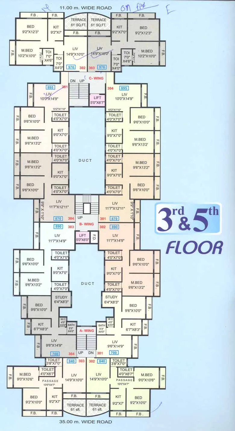 3rd and 5th Floor Plan
