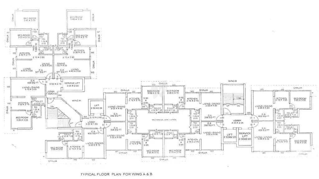 Lotus Residency Typical Floor Plan A-B Wing