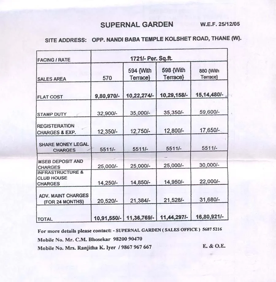 Price Sheet