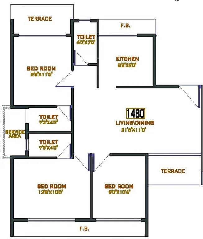 3BHK plan