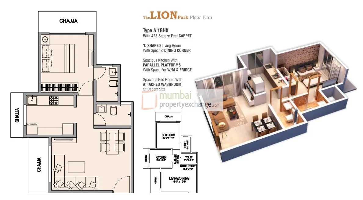 1 BHK Floor Plan
