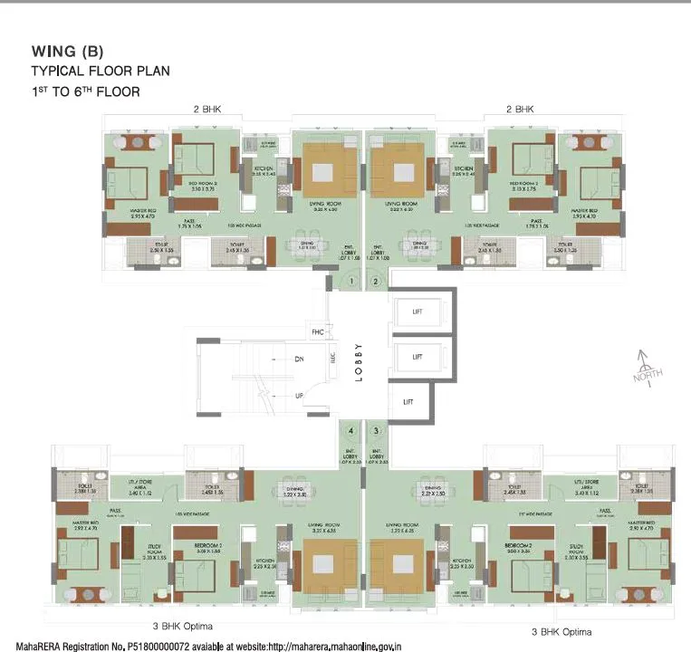 Runwal Elina Wing B Typical Floorplan 1st-6th flr