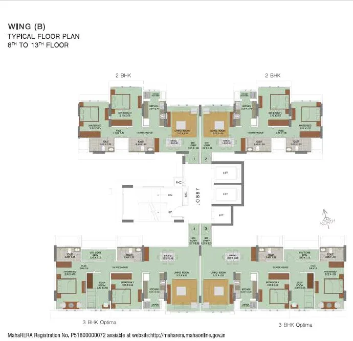 Runwal Elina Wing B Typical Floorplan 8th-13th floor