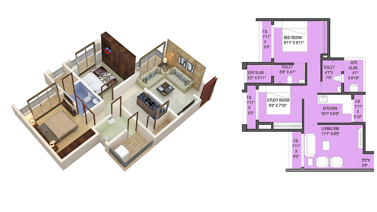 Paradise 2BHK Plan
