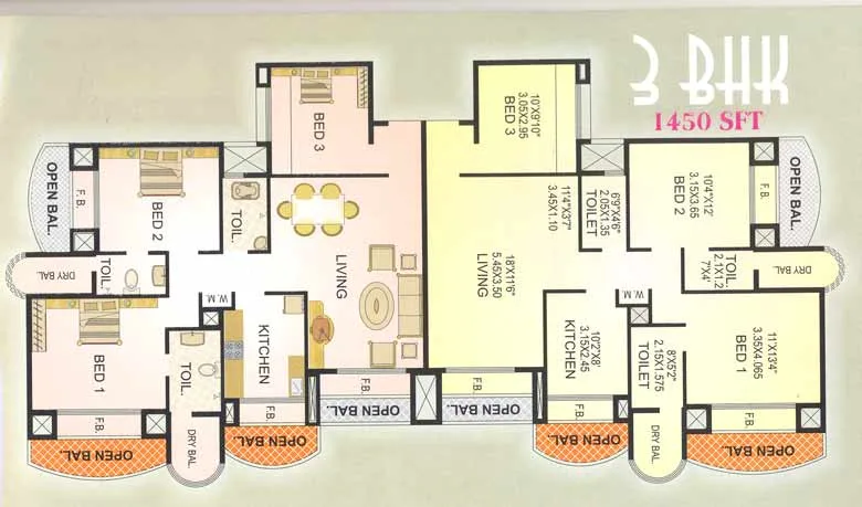 3BHK Floor Plan