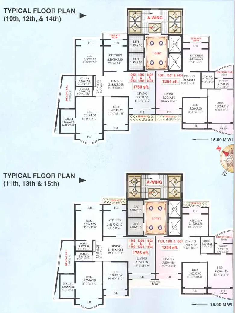 10th - 14th Floor Plan