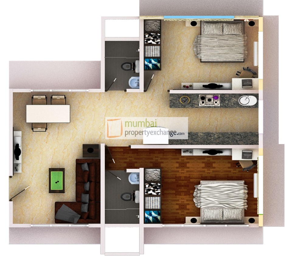 2BHK Floor plan