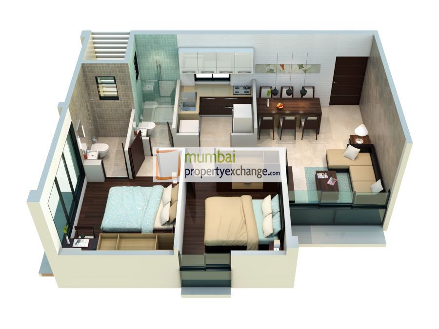 2 BHK Floor Plan