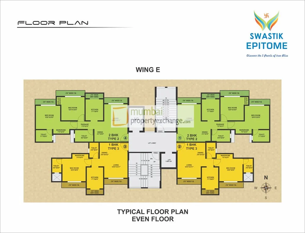 Wing E Even Floor Plan