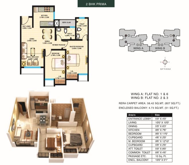 Dosti Desire Pearl 2BHK Prima layout