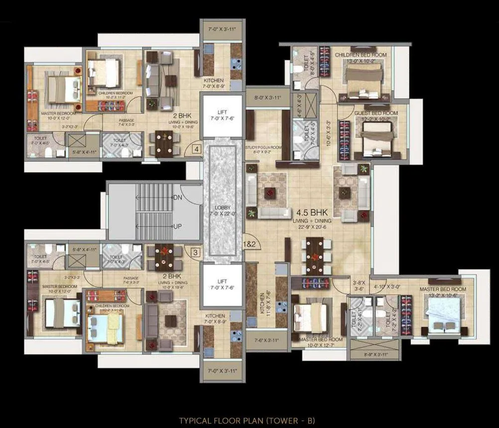 Ananda Residency Typical Floor Plan Tower B
