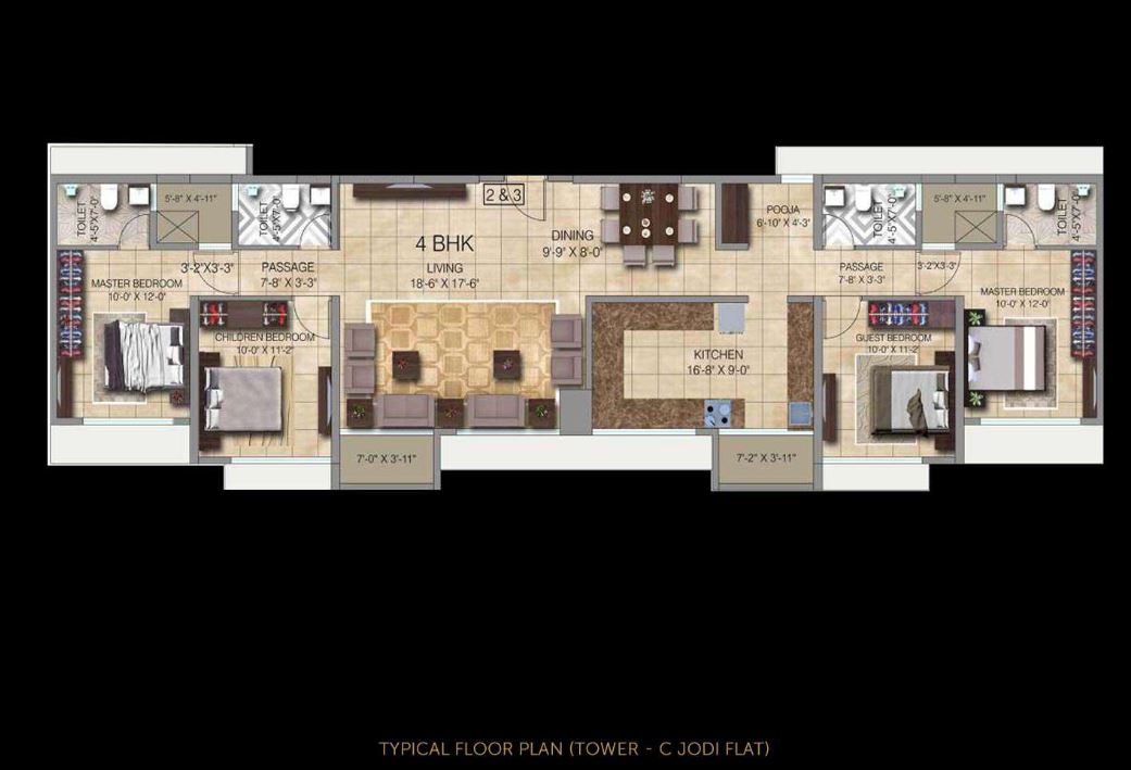 Ananda Residency Typical Floor Plan Jodi Flat Tower C