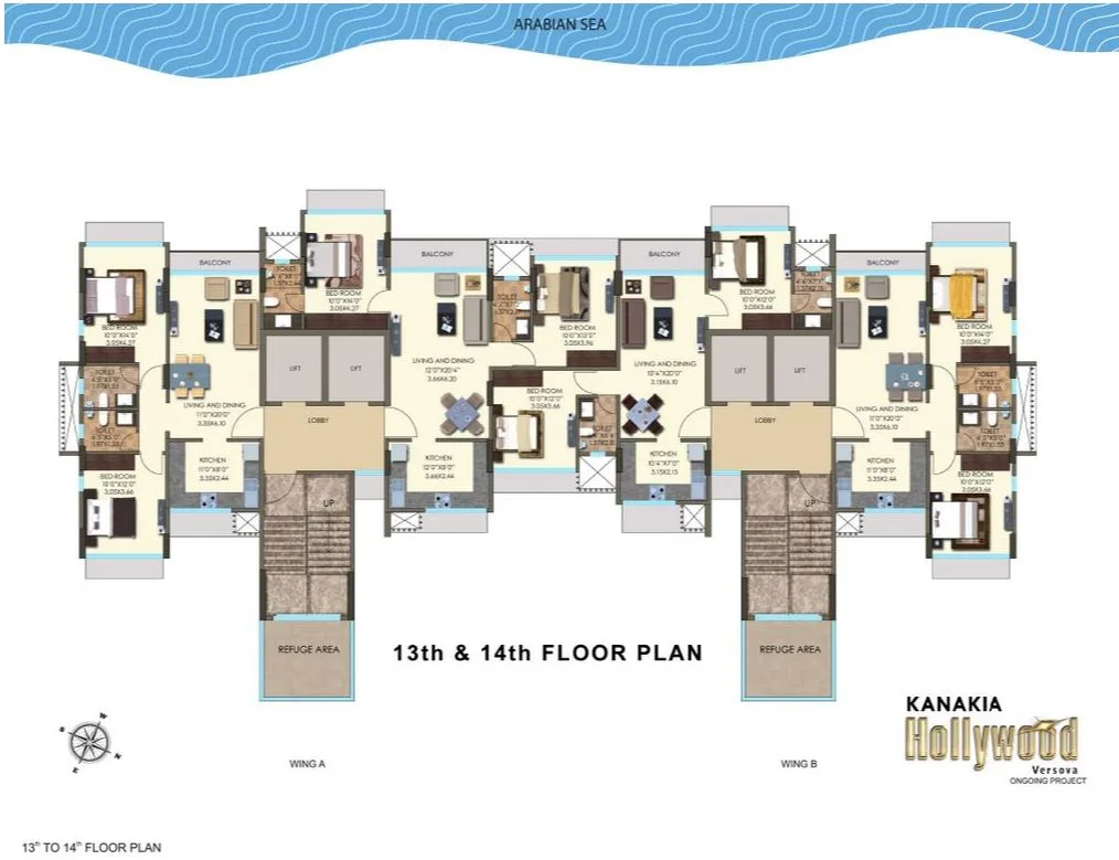 Kanakia Hollywood 13th-14th Typical Floor Plan