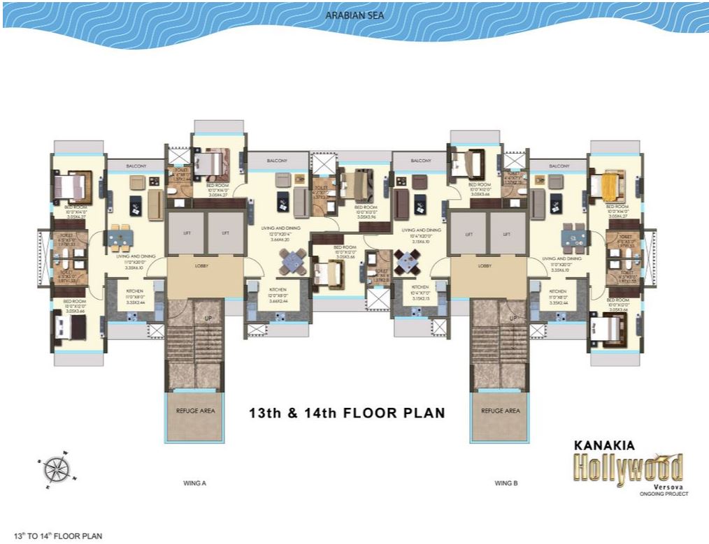 Kanakia Hollywood 13th-14th Typical Floor Plan
