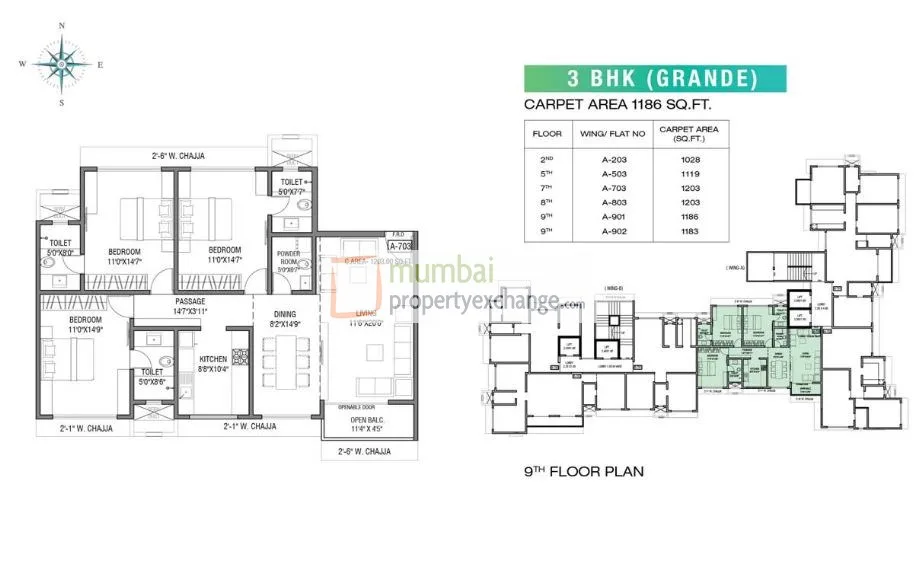 3 BHK Floor Plan