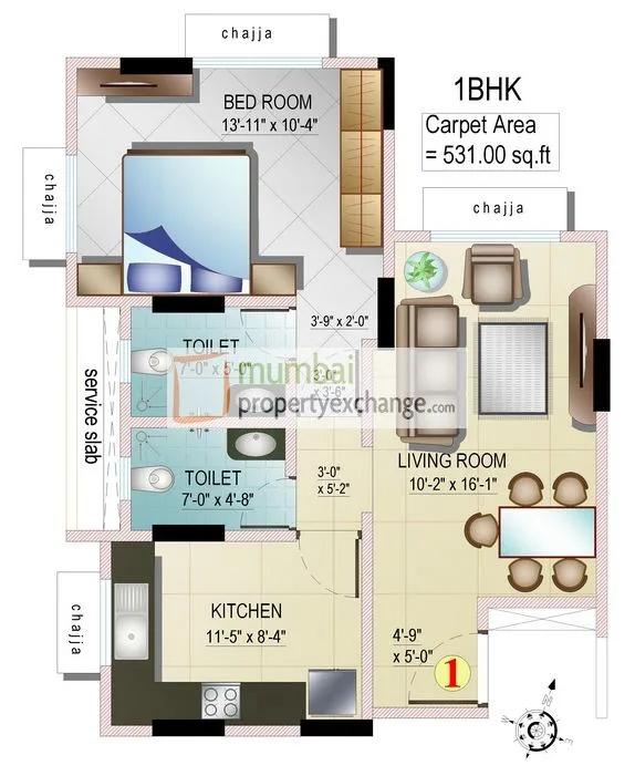 1 BHK Plan