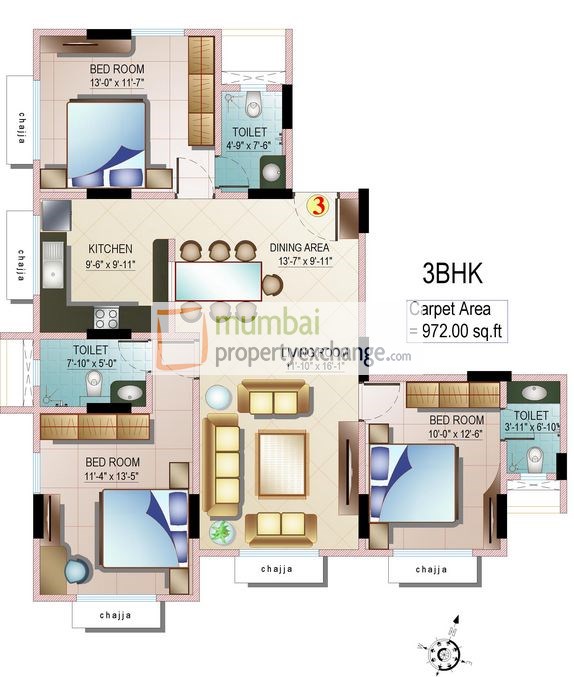 3BHK Plan