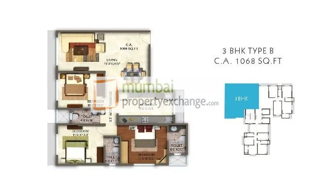 3 BHK Floor Plan